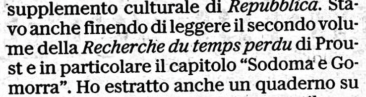 Alain Elkann ha millantato anche la lettura della&nbsp;Recherche